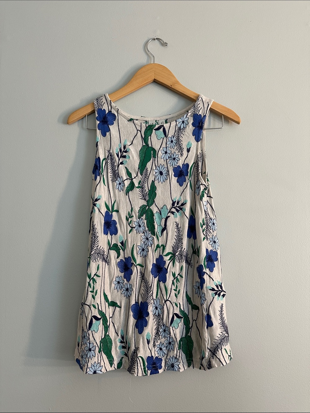 Anthropologie Meadow Rue Tank with Blue and Green Floral Print Sz Small